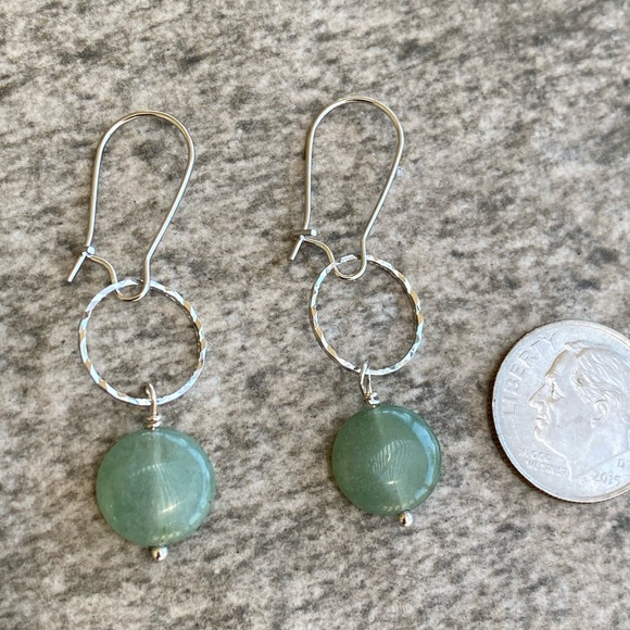 Jade colored Aventurine bead hoop earrings - Picture 3 of 3